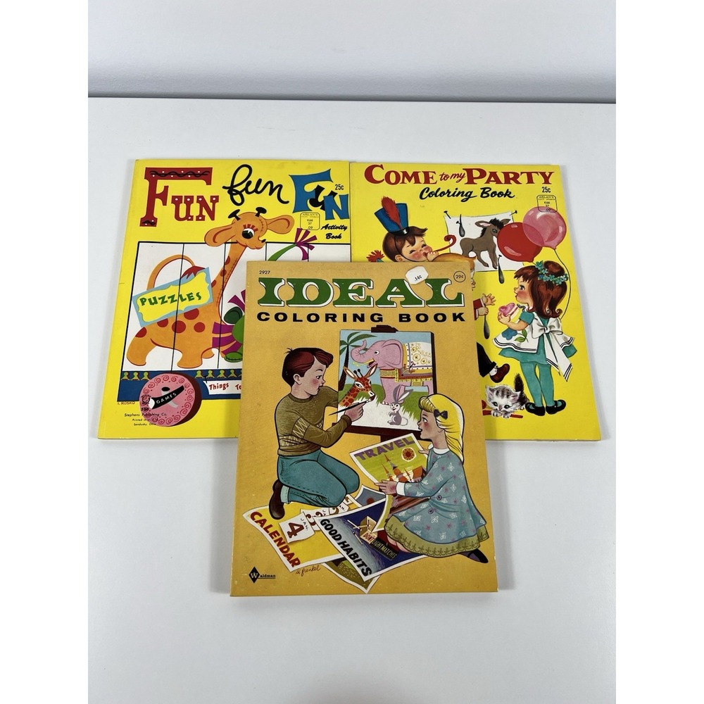Vintage 1960's Coloring Books ~ Lot Of 3 ~ Waldman, Stephens Publishing